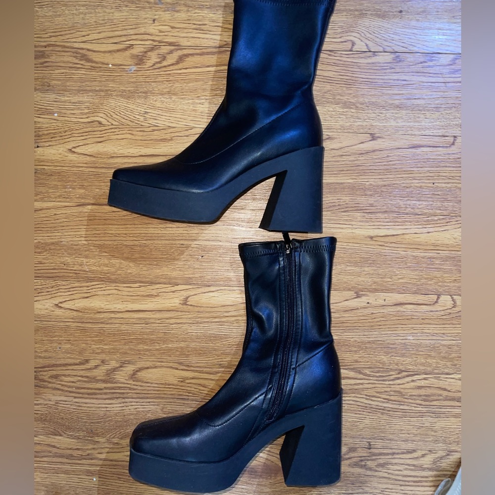 Public desire black chunky boots